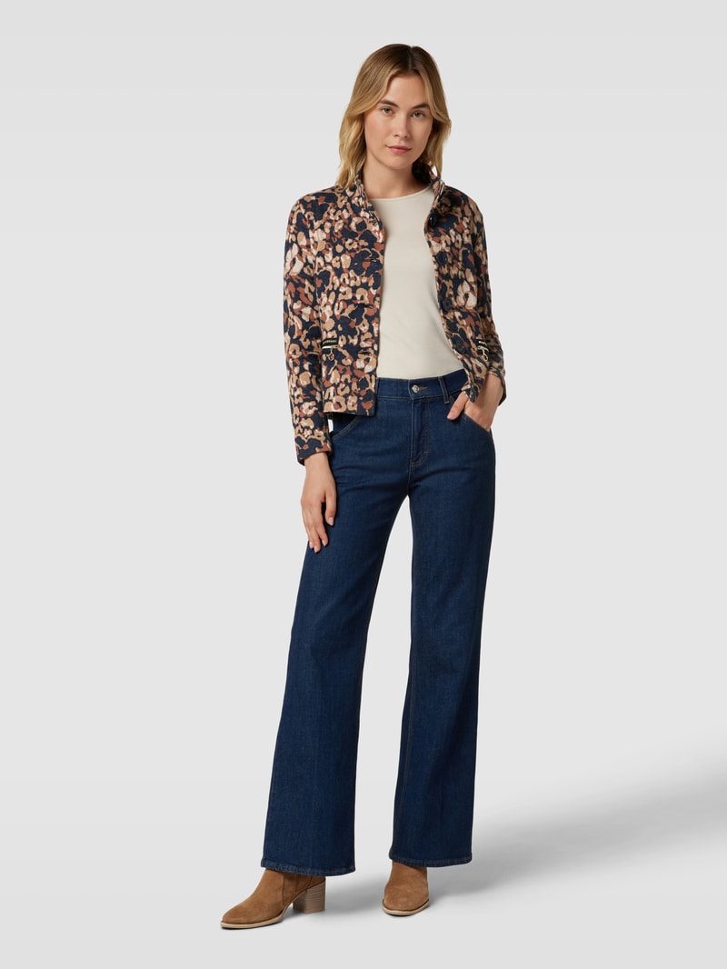 Blazer mit Allover-Muster und Reißverschlusstaschen in camel
