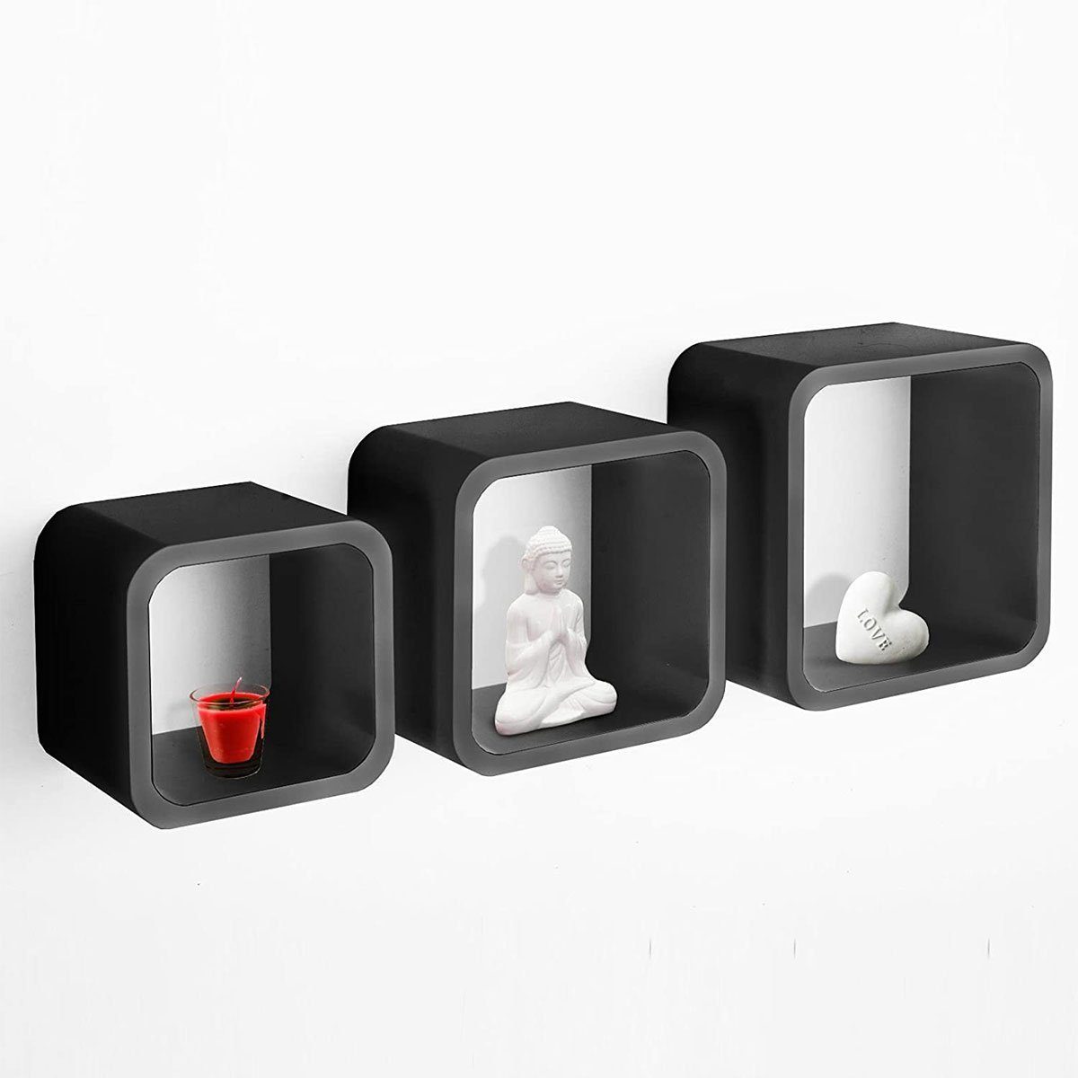 Floordirekt Wandregal Cambridge, Dekoregal in 4 Farben, Wandregal, ideal im Wohnzimmer, 3-teilig, Cube Regal