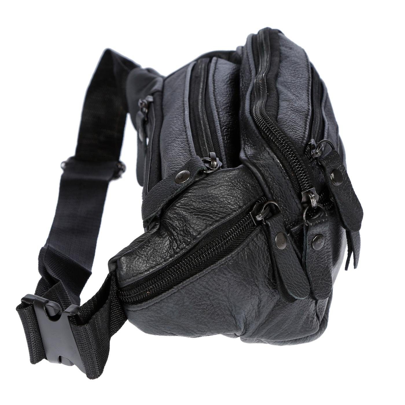 Christian Wippermann Bauchtasche Leder Bauchtasche für Herren Damen Schwarz Braun, Waistbag Hüfttasche Waist Bag
