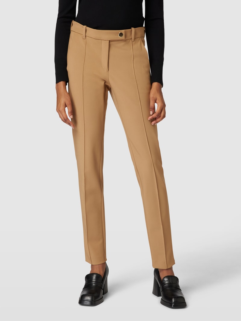 Chino mit fixierten Bundfalten Modell 'TWIGGY' in cognac
