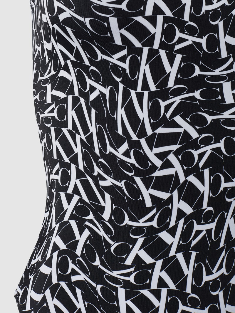 Badeanzug mit Allover-Logo-Print Modell 'SCOOP' in schwarz