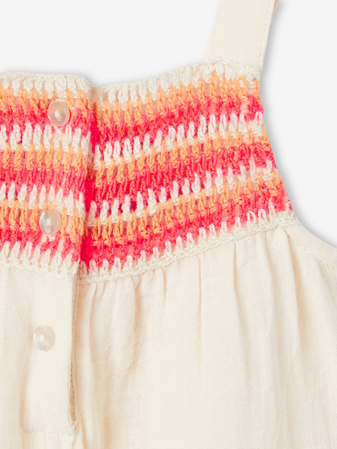 Vertbaudet Baby Kurzoverall mit Häkelspitze - wollweiß