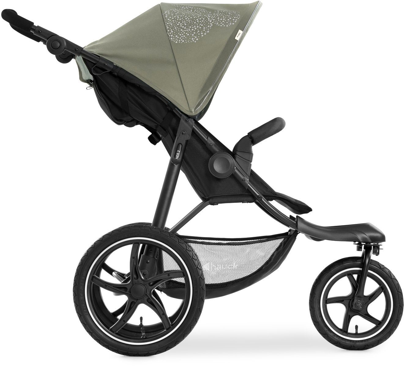 Hauck Dreirad-Kinderwagen Runner 2 Mickey Mouse olive, Kinderwagen, Jogger mit schwenk- und feststellbarem Vorderrad