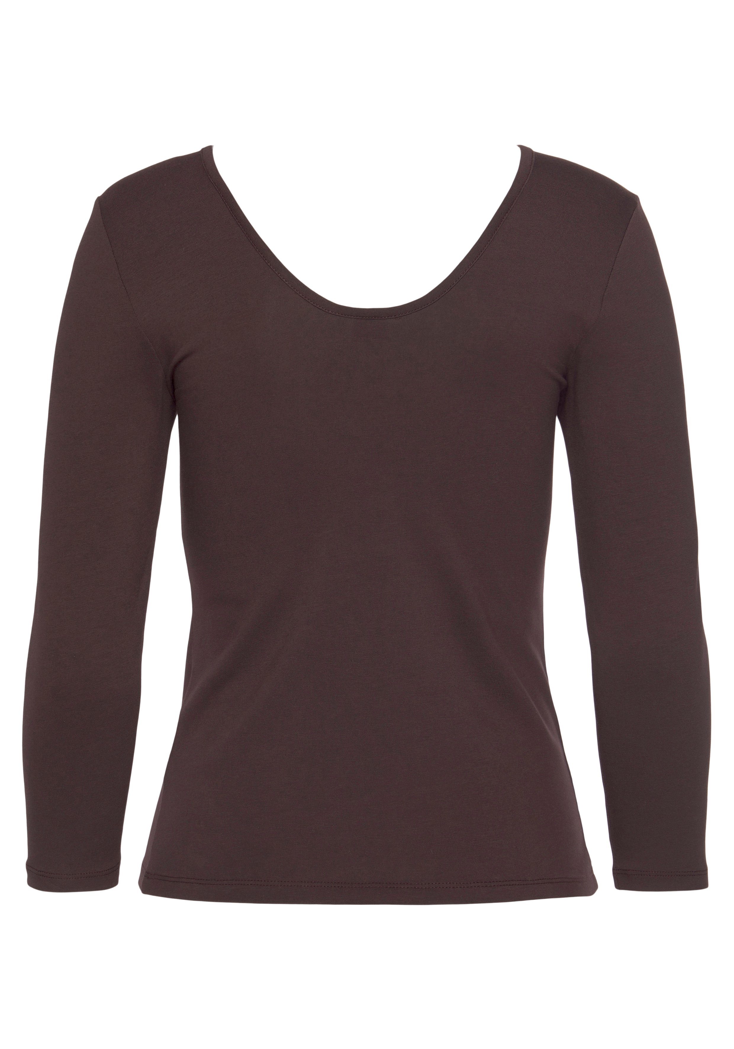 LASCANA Langarmshirt mit modischem Karree-Ausschnitt