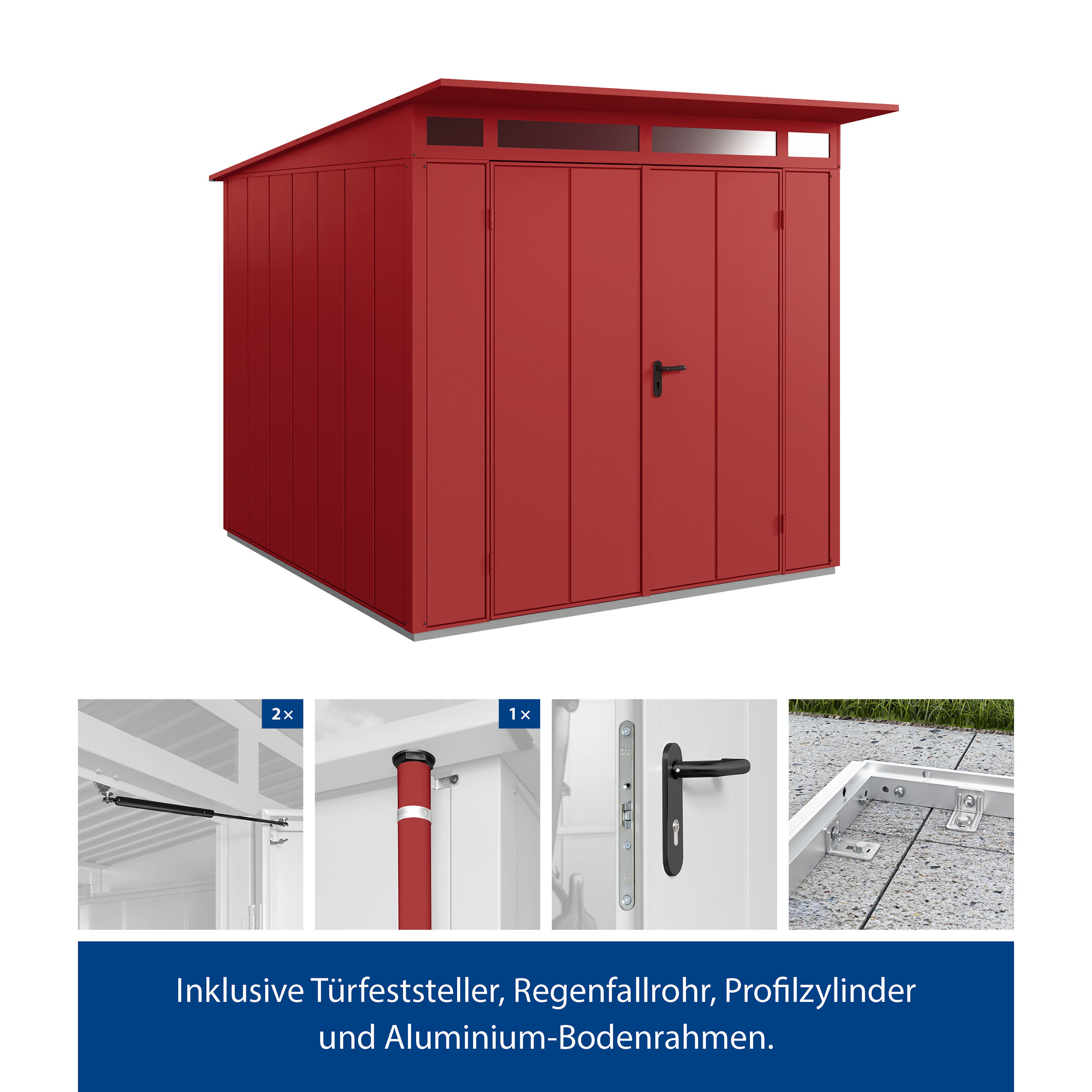 Set Berry Modern-P,Typ 2 Gerätehaus - Rot