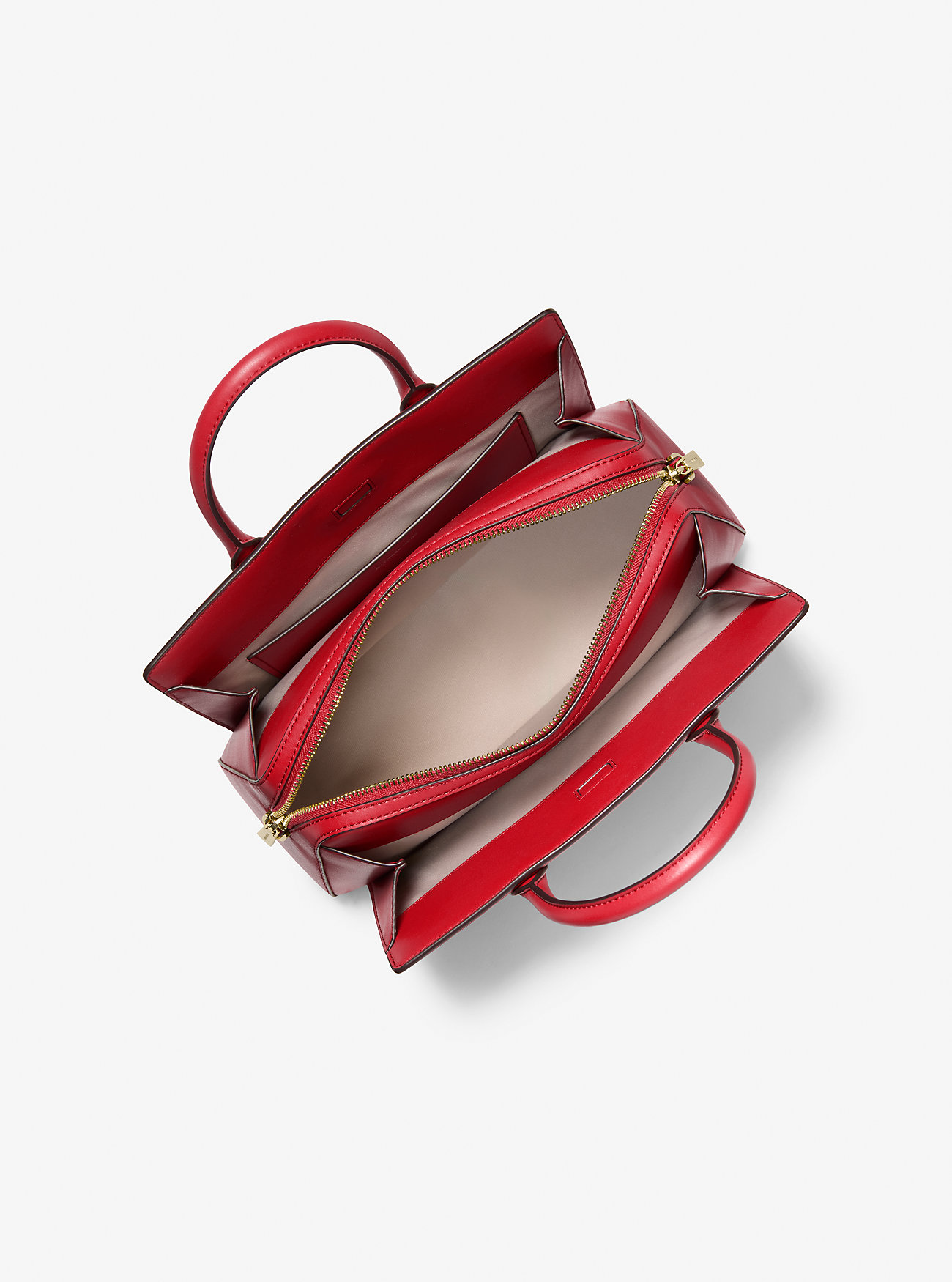 Laila Medium Metallic Signature Logo Satchel – CRIMSON
