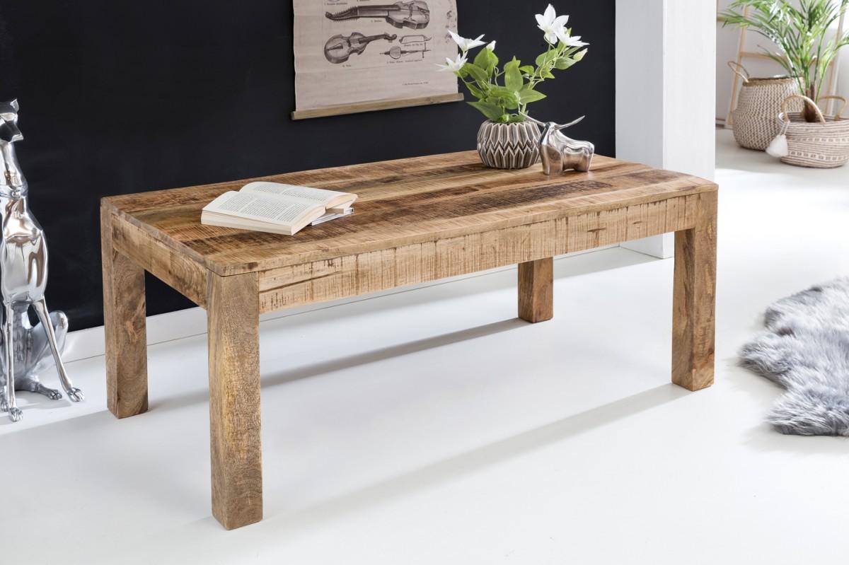 Wohnling Couchtisch RUSTICA 110 x 60 x 47 cm Massiv-Holz Mango