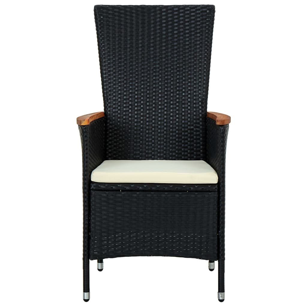 vidaXL Garten-Essgruppe 7-tlg. Garten-Essgruppe Poly Rattan Akazienholz Schwarz, (7-tlg)