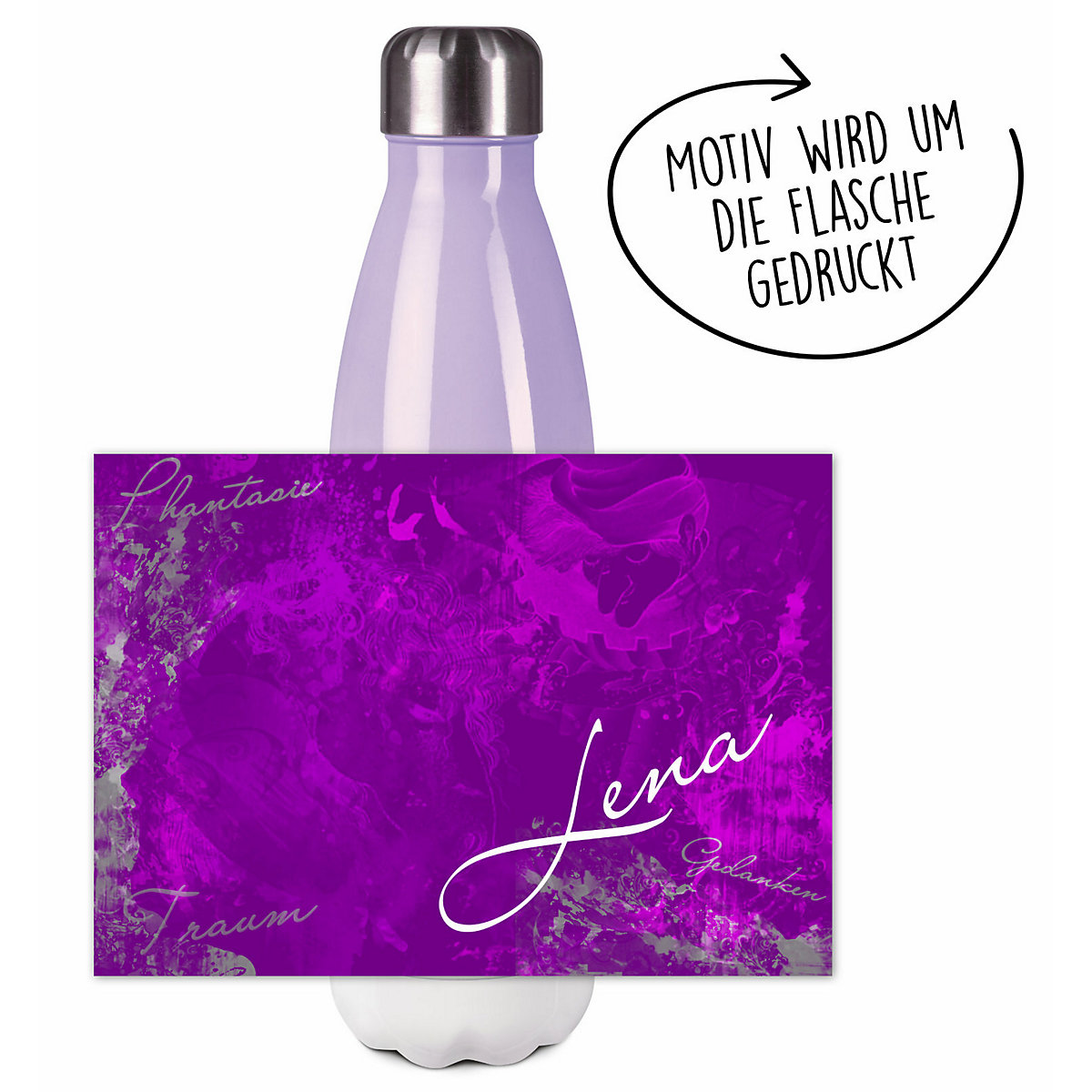 Edelstahl Kinder Thermoflasche / Trinkflasche bunt Traum Farbe lila Spülmaschinenfest, Auslaufsicher, Bruchfest, Doppelwandig, Für Heißgetränke geeignet, Mit Deckel, Isoliert