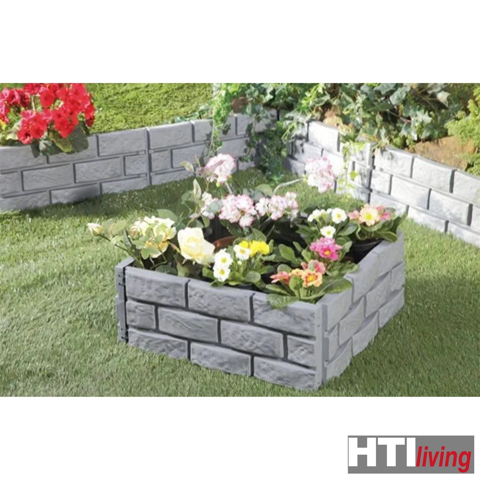 HTI-Living Beetumrandung Beeteinfassung Steinmauer 4-teilig Nessa, Beetbegrenzung Beetumrandung