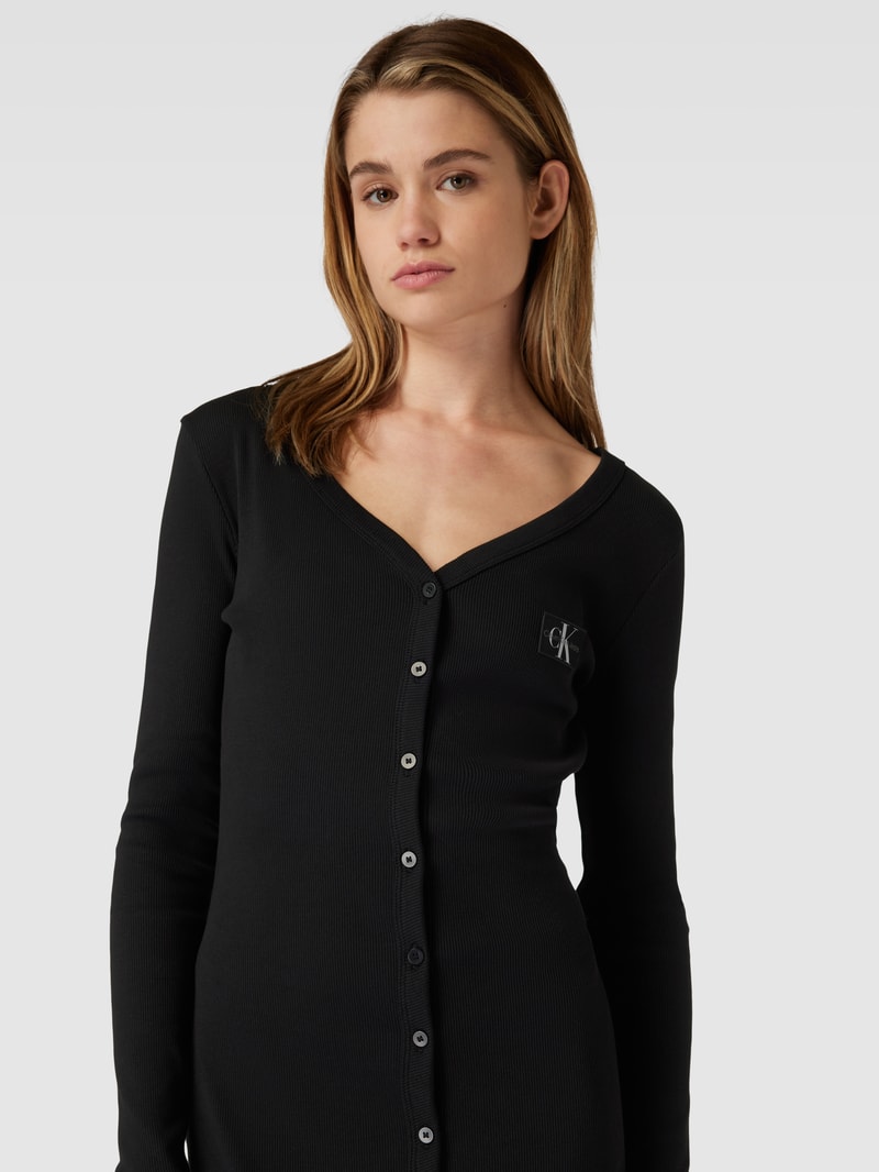 Maxikleid mit Feinripp in black