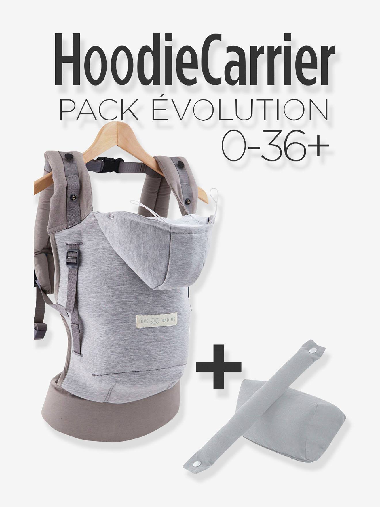 Pack HoodieCarrier + cale-tête et réhausseur LOVE RADIUS gris flanelle