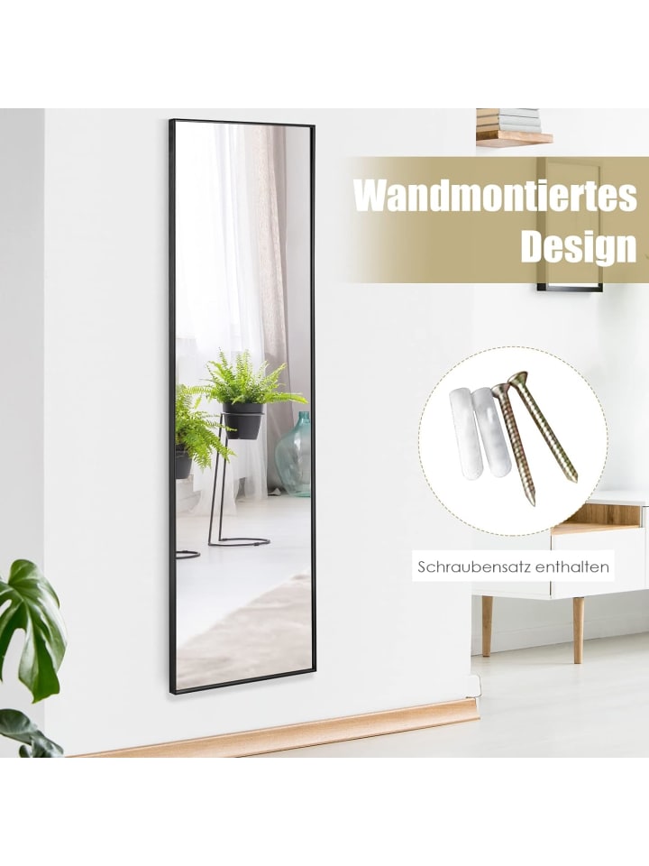COSTWAY Wandspiegel 37 x 120cm in Schwarz günstig kaufen 120 cm