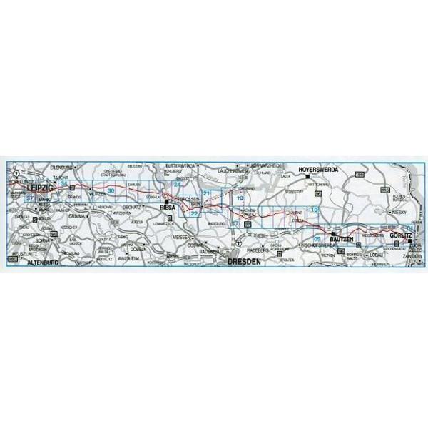 Wander- und Radwanderkarte Ökumenischer Pilgerweg Görlitz-Vacha (Teil 1 Görlitz-Leipzig) 1:50 000 - Wanderkarte