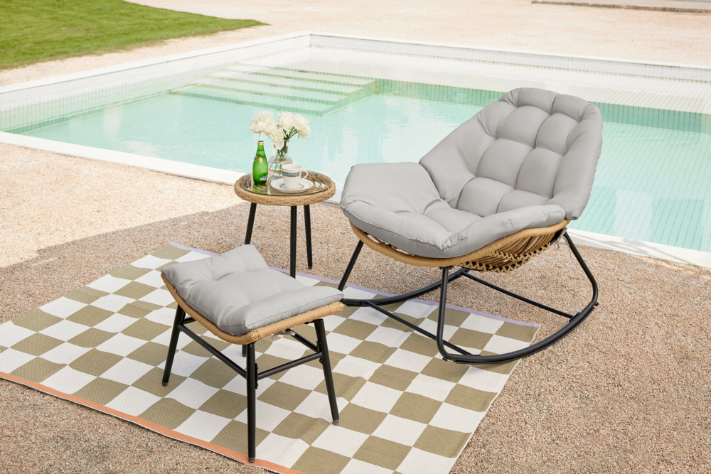Happy Home Happy Home Rattan Balkonset 3 tlg. Sitzgruppe Gartenset mit Sitzkissen HGS57-BEI Beige