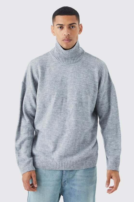Oversize Strick-Pullover mit Trichterkragen
