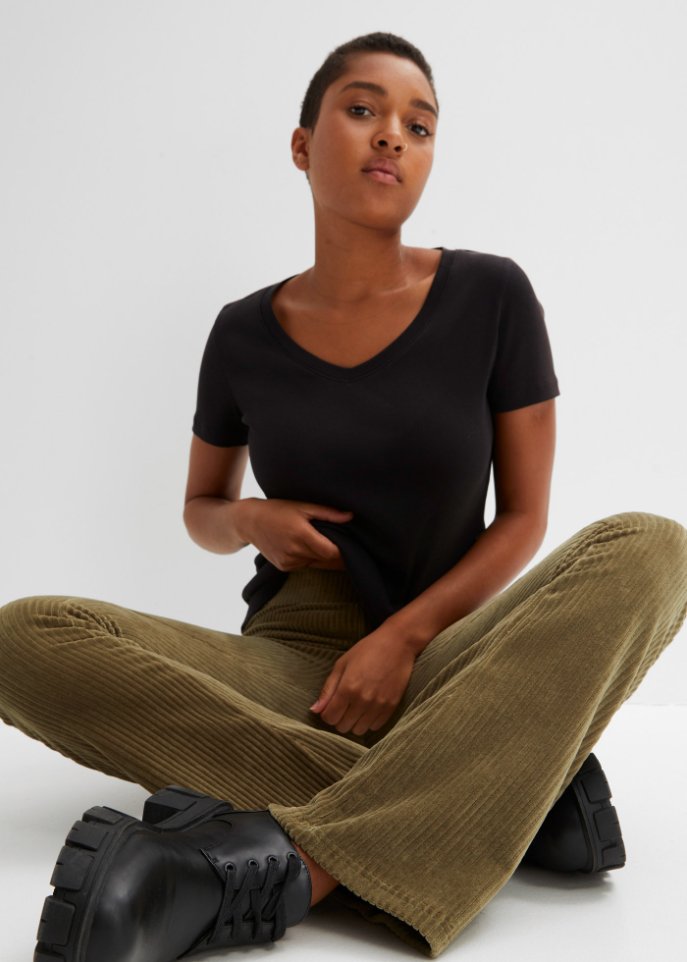 Ausgestellte Leggings in Cordoptik