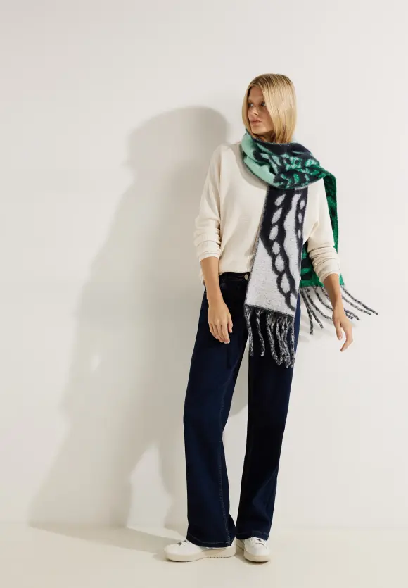 CECIL Jacquard Schal mit Fransen