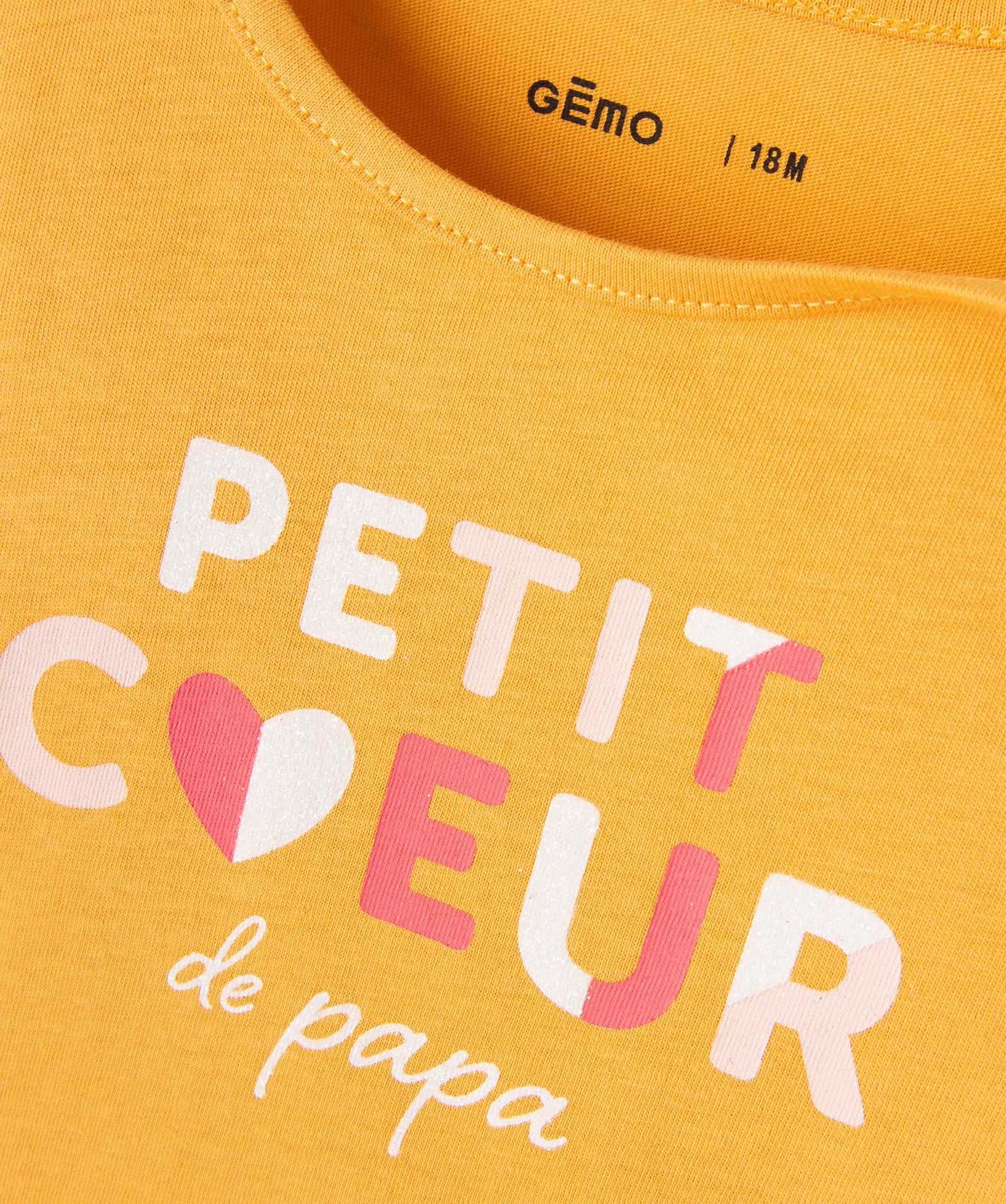 Tee-shirt à manches longues message pailleté bébé fille jaune | GEMO