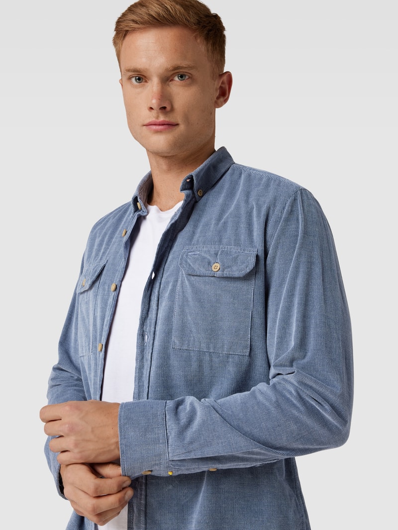 Regular Fit Freizeithemd mit Strukturmuster in marineblau