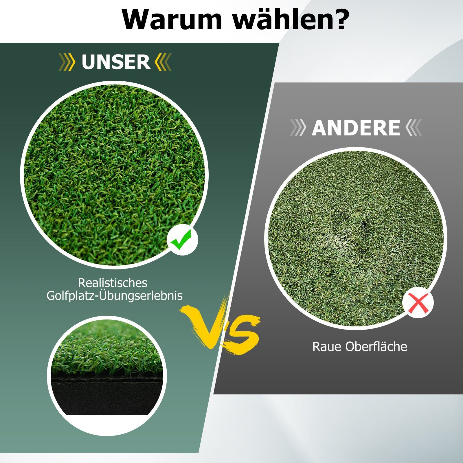 KOMFOTTEU Golf-Abschlagmatte Übungsmatte, 152x92 cm / 152x117 cm, für drinnen & draußen