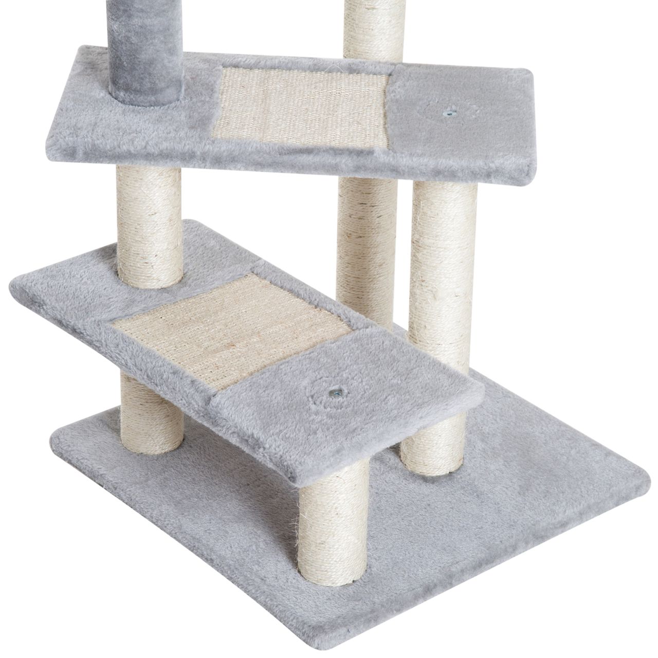 PawHut Kletterbaum Katzenbaum Spielbaum Katzenkratzbaum Treppe 5 Schichte Beige Grau 48 x 48 x 99,5 cm (LxBxH)