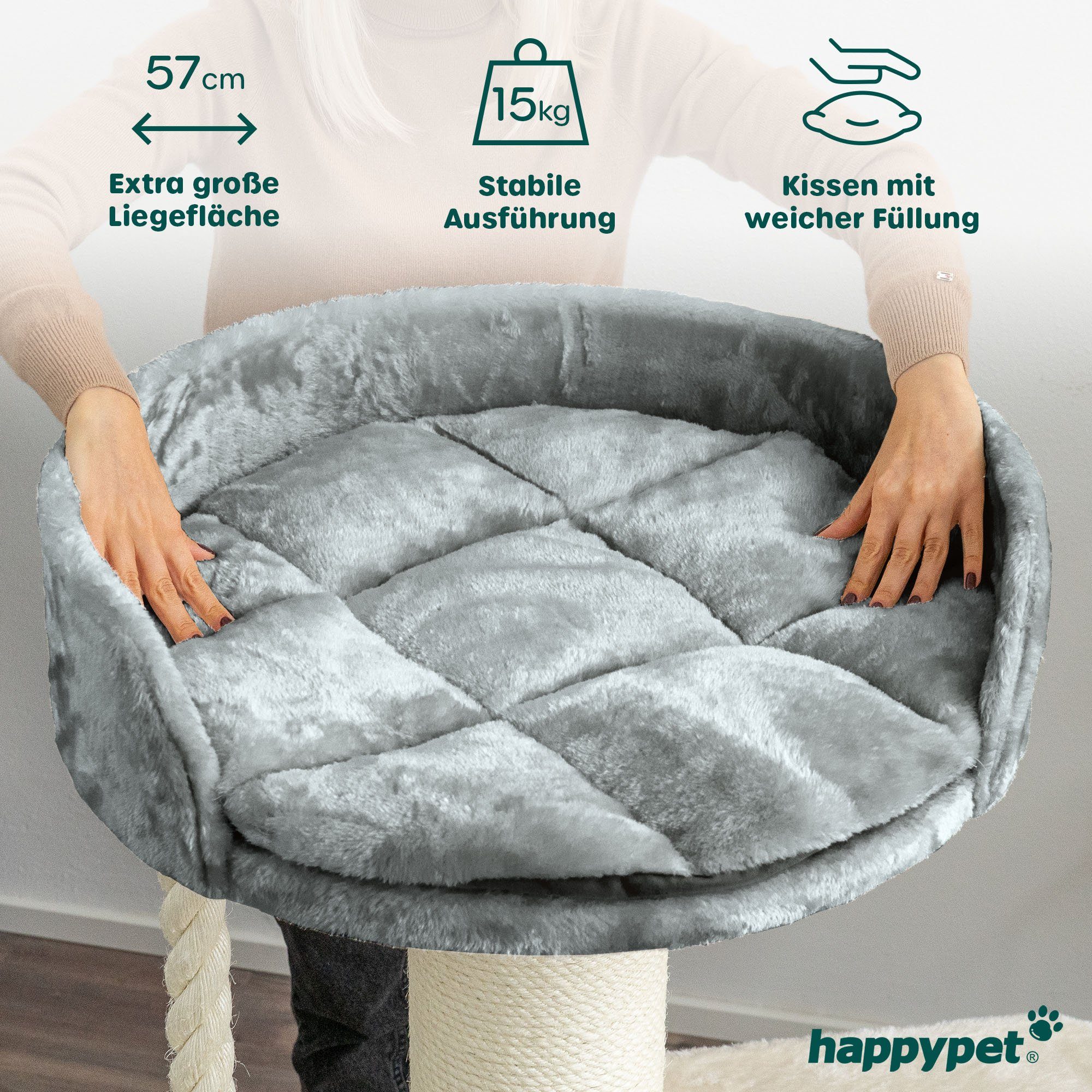 Happypet Kratzbaum MC1200, Gesamthöhe: ca. 120 cm, Kratztau: Länge ca. 60 cm, Ø ca. 4 cm