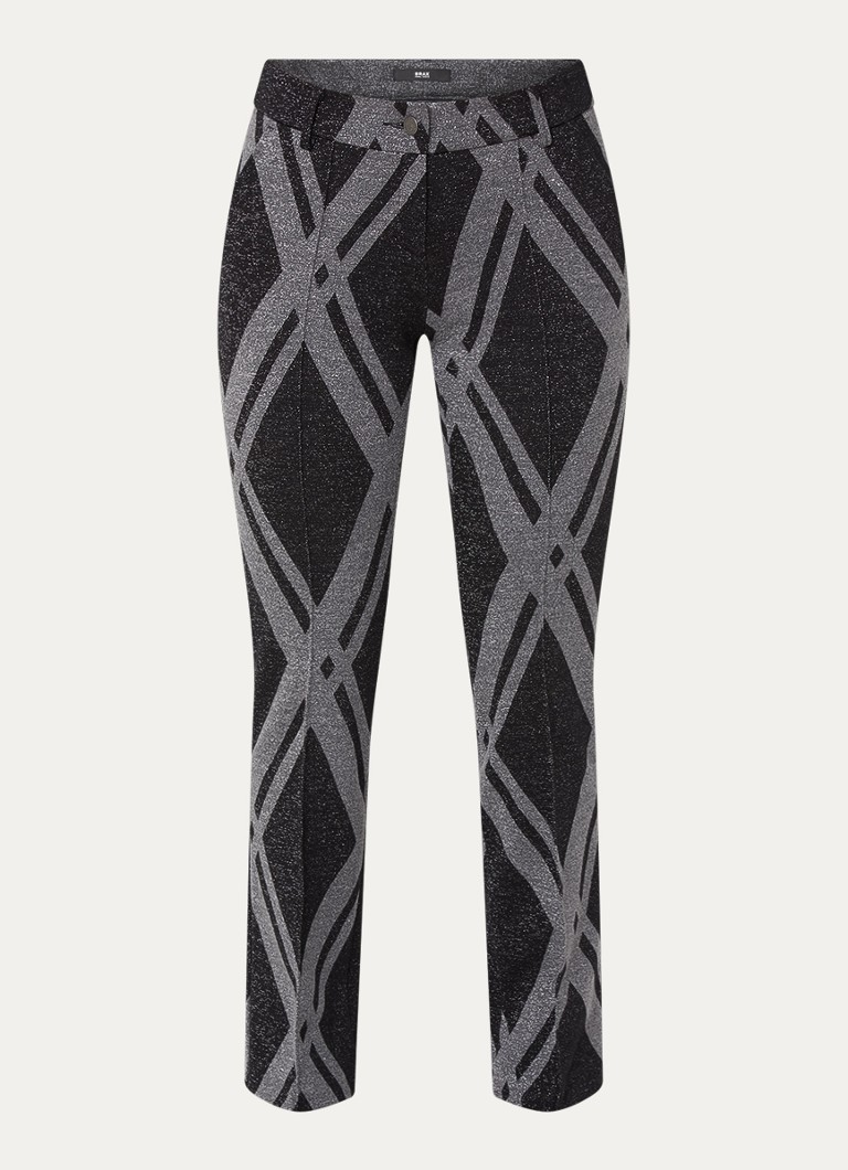 BRAX  Maron mid waist straight fit pantalon met print en lurex