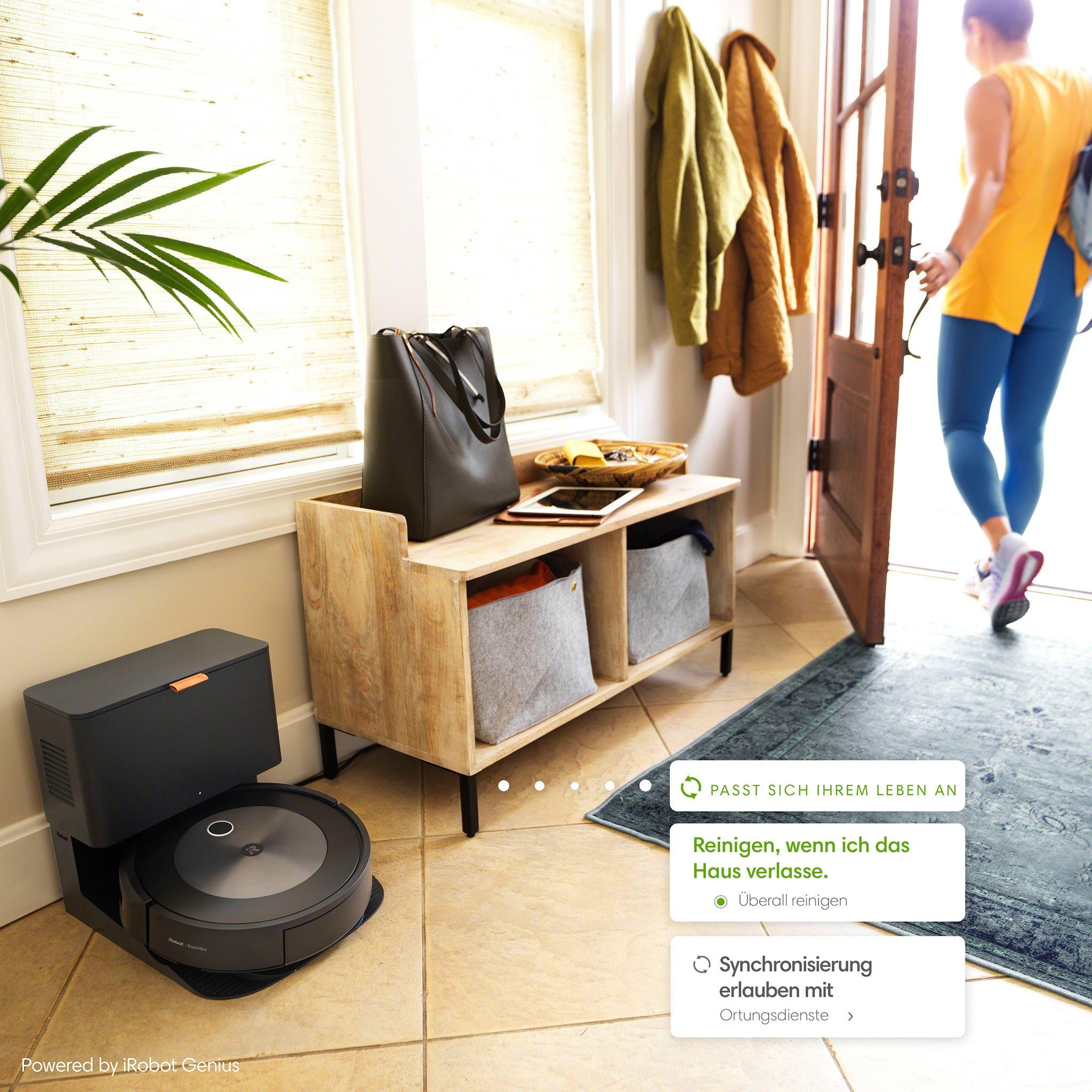 iRobot Saugroboter Roomba® j7+ (j7558), mit Beutel, WLAN-fähig mit autom. Absaugstation, Kartierung und zwei Gummibürsten