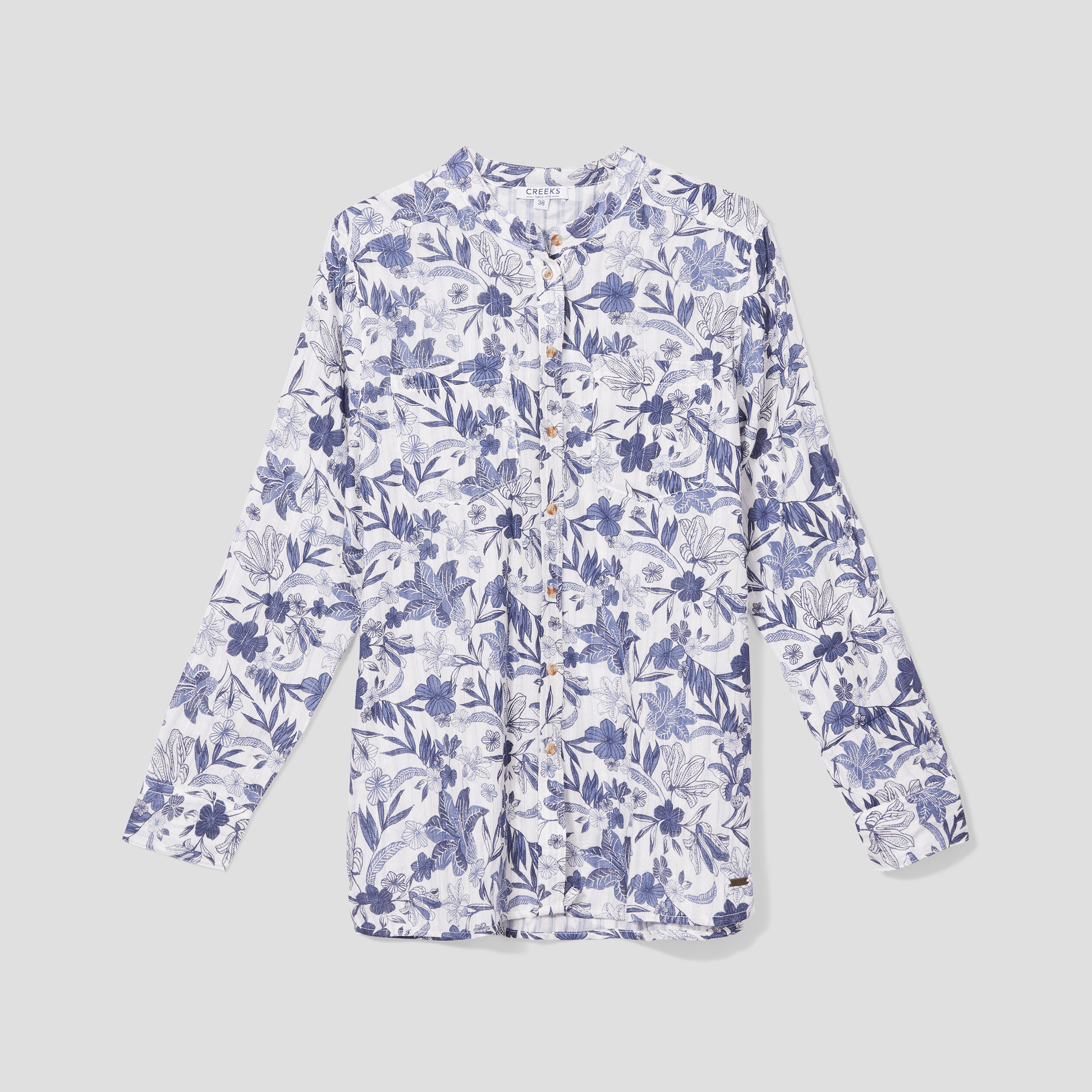 Chemise manches longues col mao ecru femme | La Halle