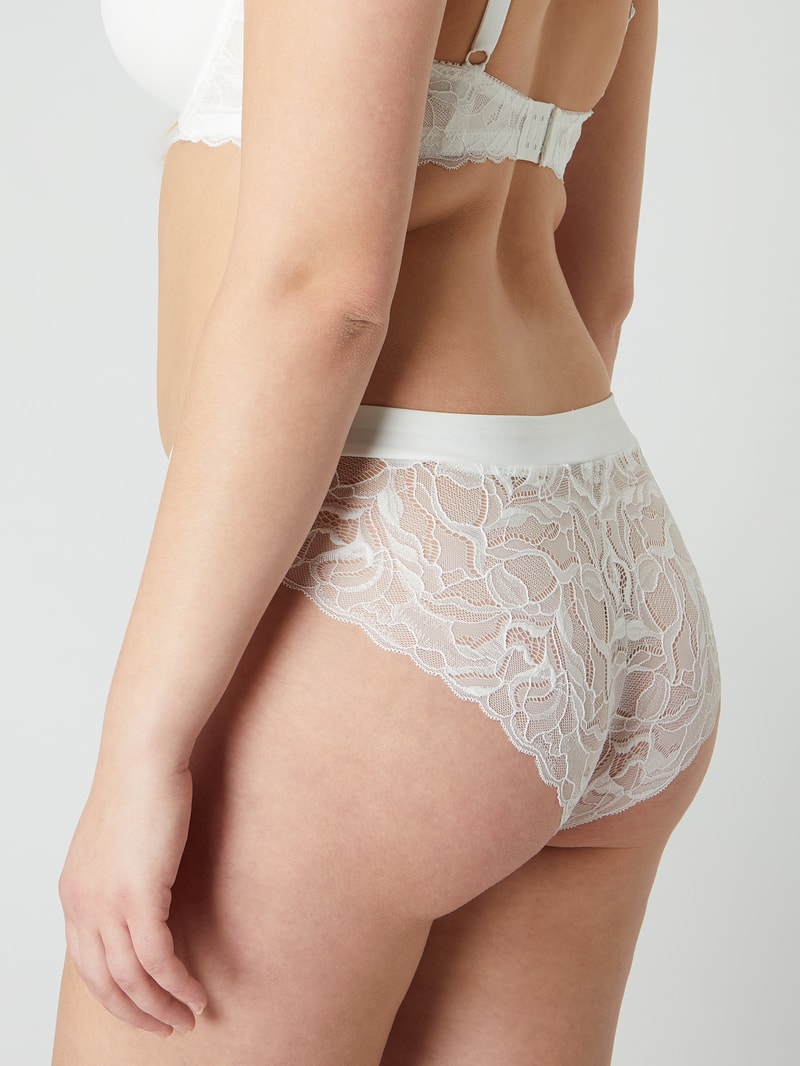 PLUS SIZE Panty aus Mikrofaser und Spitze Modell 'Valencia' in ecru