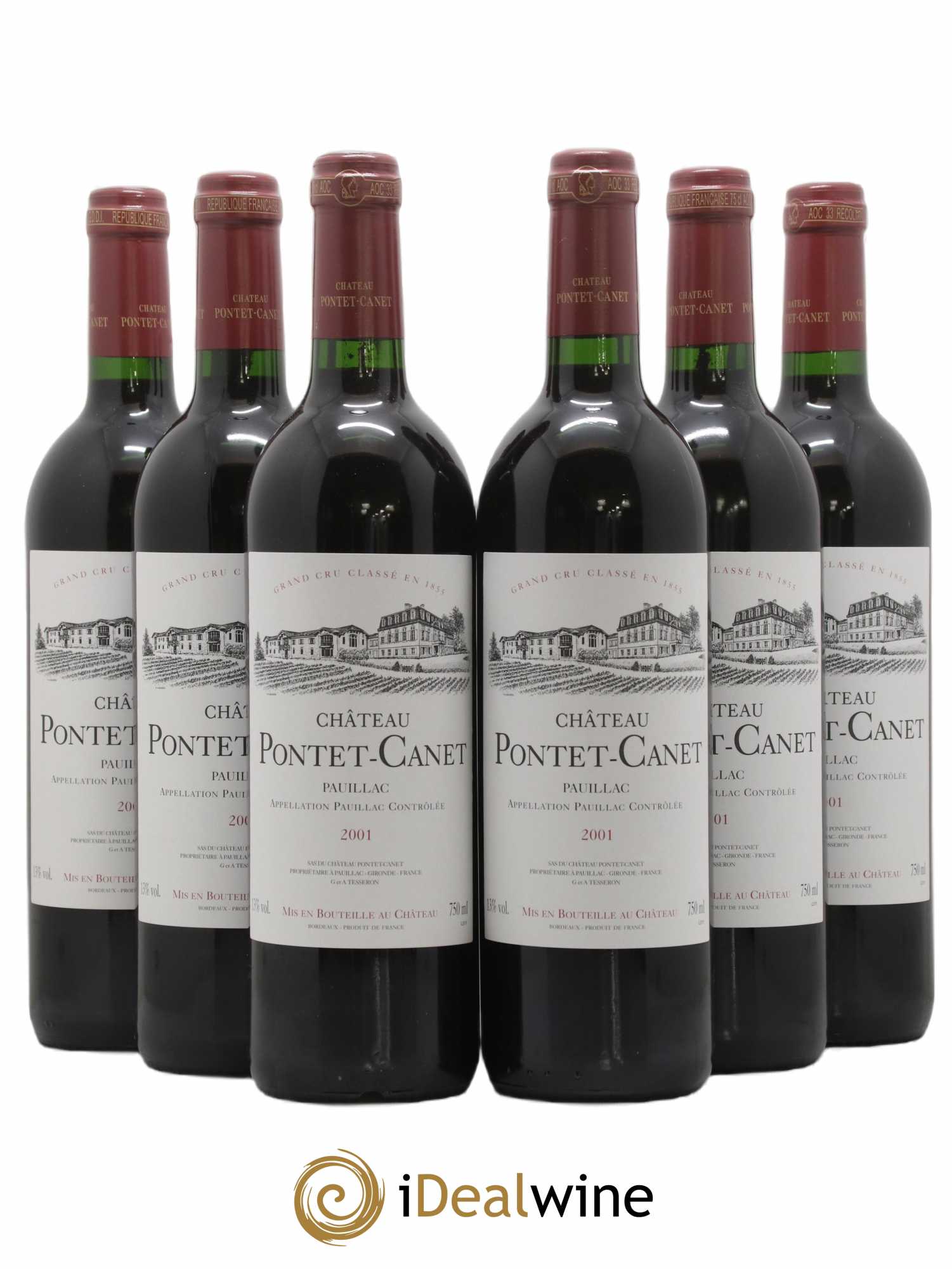 Château Pontet Canet 5ème Grand Cru Classé  2001 - Lot de 6 Bouteilles