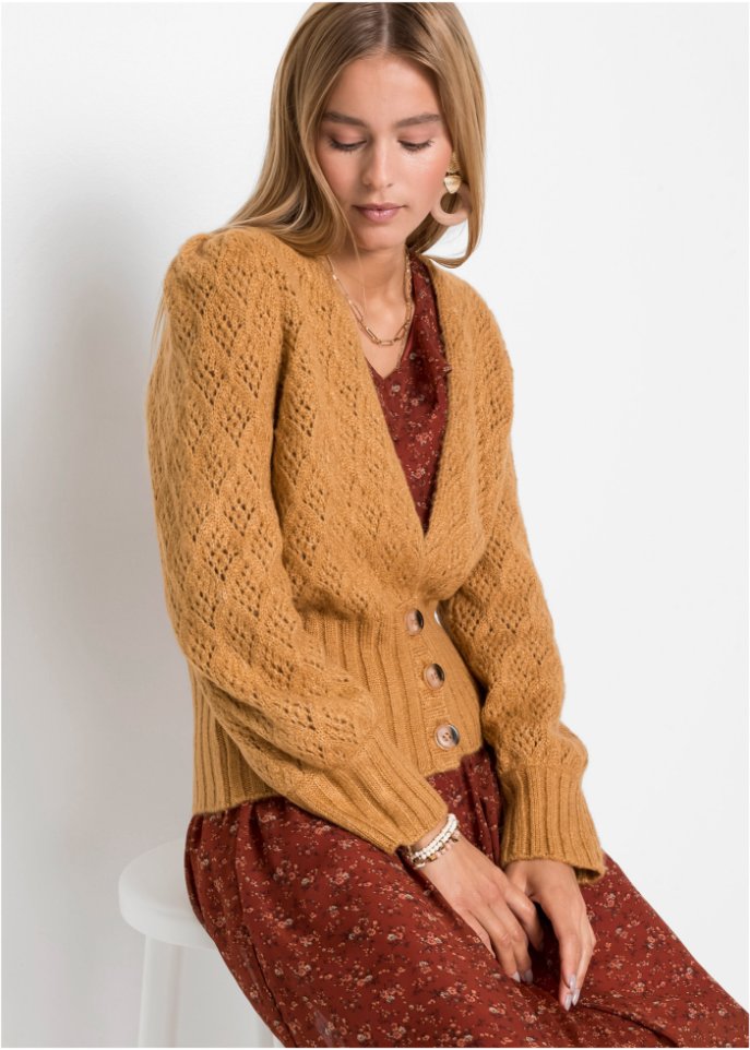 Strickjacke mit breitem Bündchen