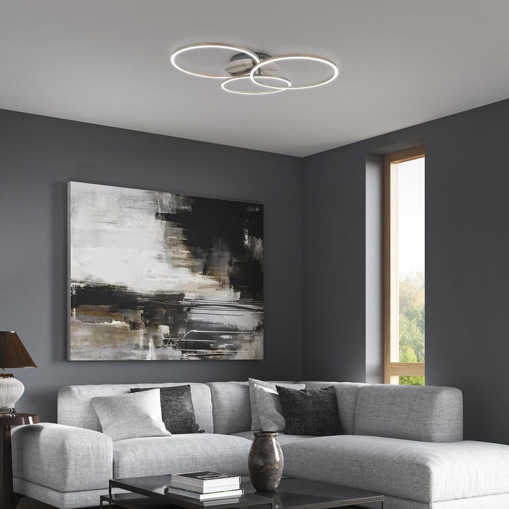 B.K.Licht Deckenleuchte LED-FRAME Deckenlampe dimmbar ultra-flach Metall Matt-Nickel BKL1527, Dimmfunktion, LED fest integriert, Farbwechsler, Kaltweiß, Neutralweiß, Warmweiß, CCT 3000-6500K warmweiß-kaltweiß 40W 4400lm Fernbedienung Timer Memory