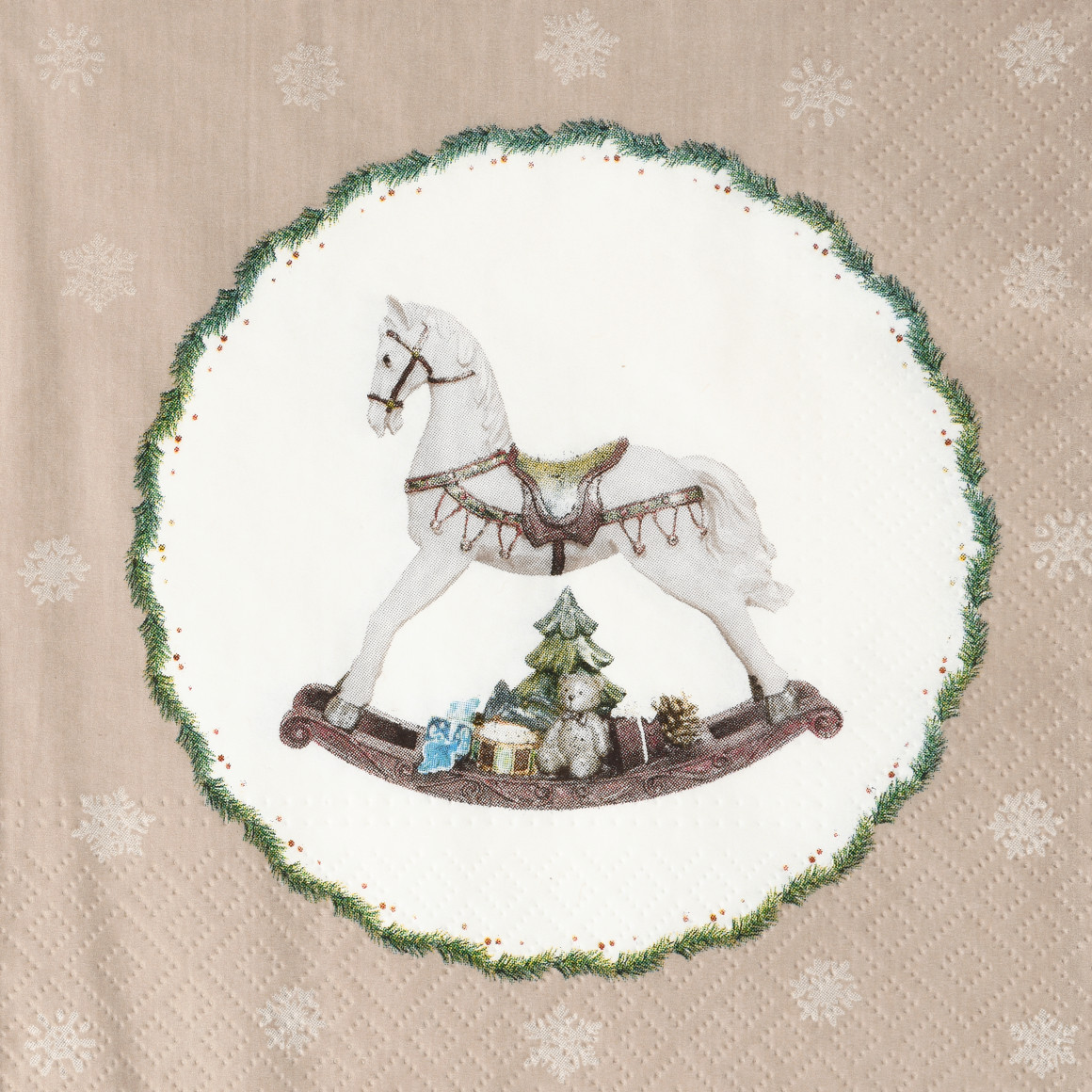 20 Servietten im weihnachtlichen Dessin beige