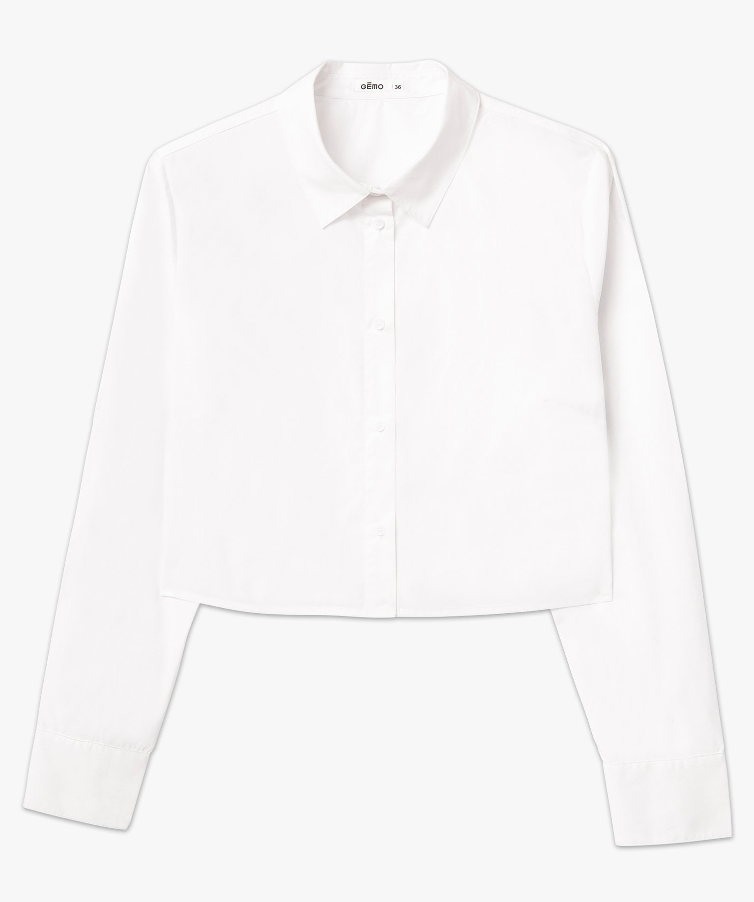 Chemise ultra courte en coton femme blanc | GEMO