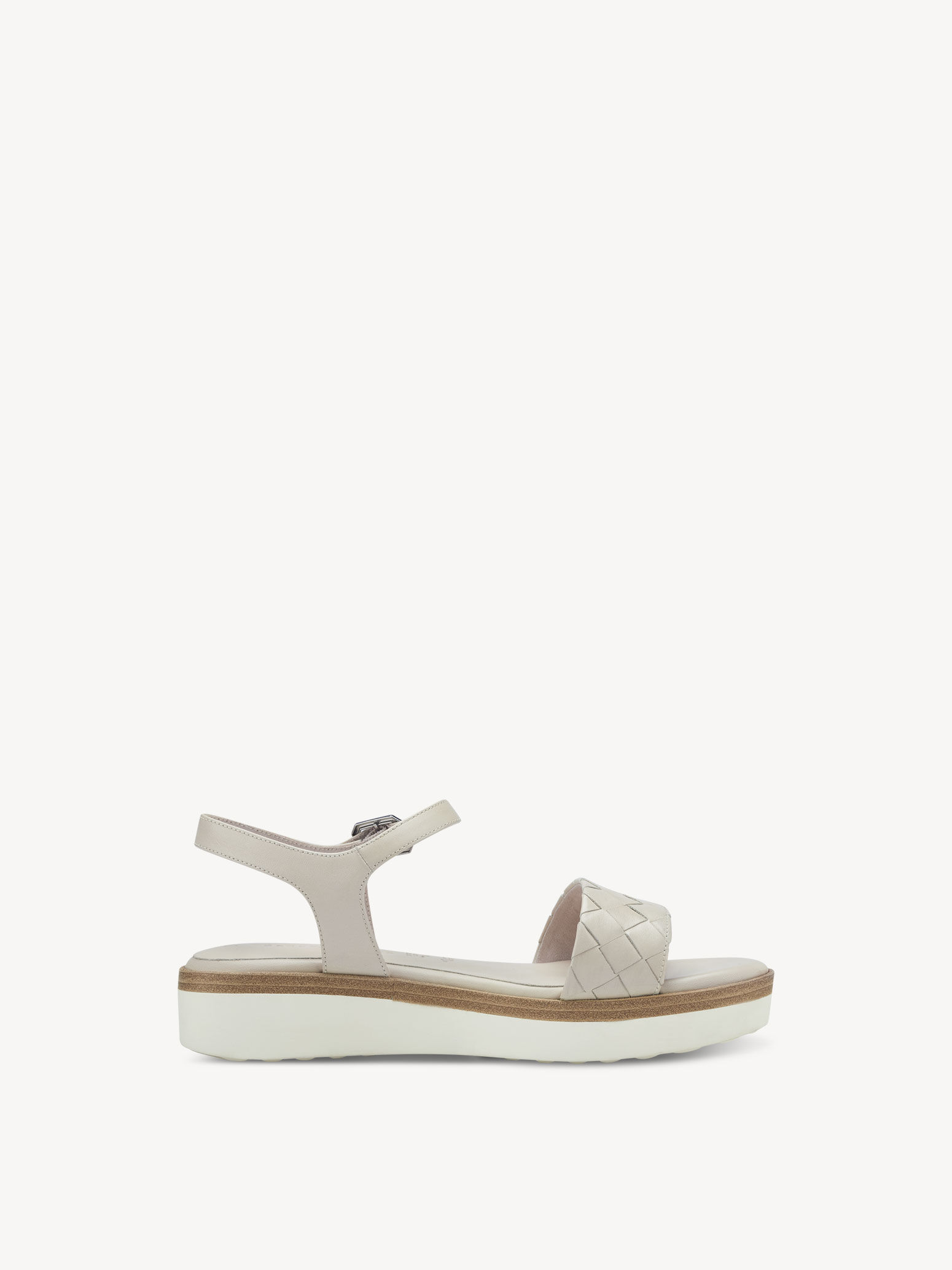 Sandale à talon en cuir - beige