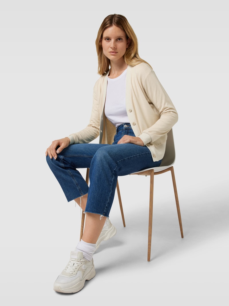 Cardigan mit gerippten Abschlüssen Modell 'COZY KNIT' in beige