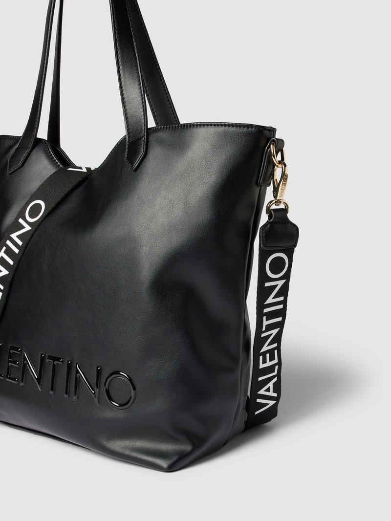 Shopper mit Label-Applikation Modell 'COURMAYEUR' in schwarz