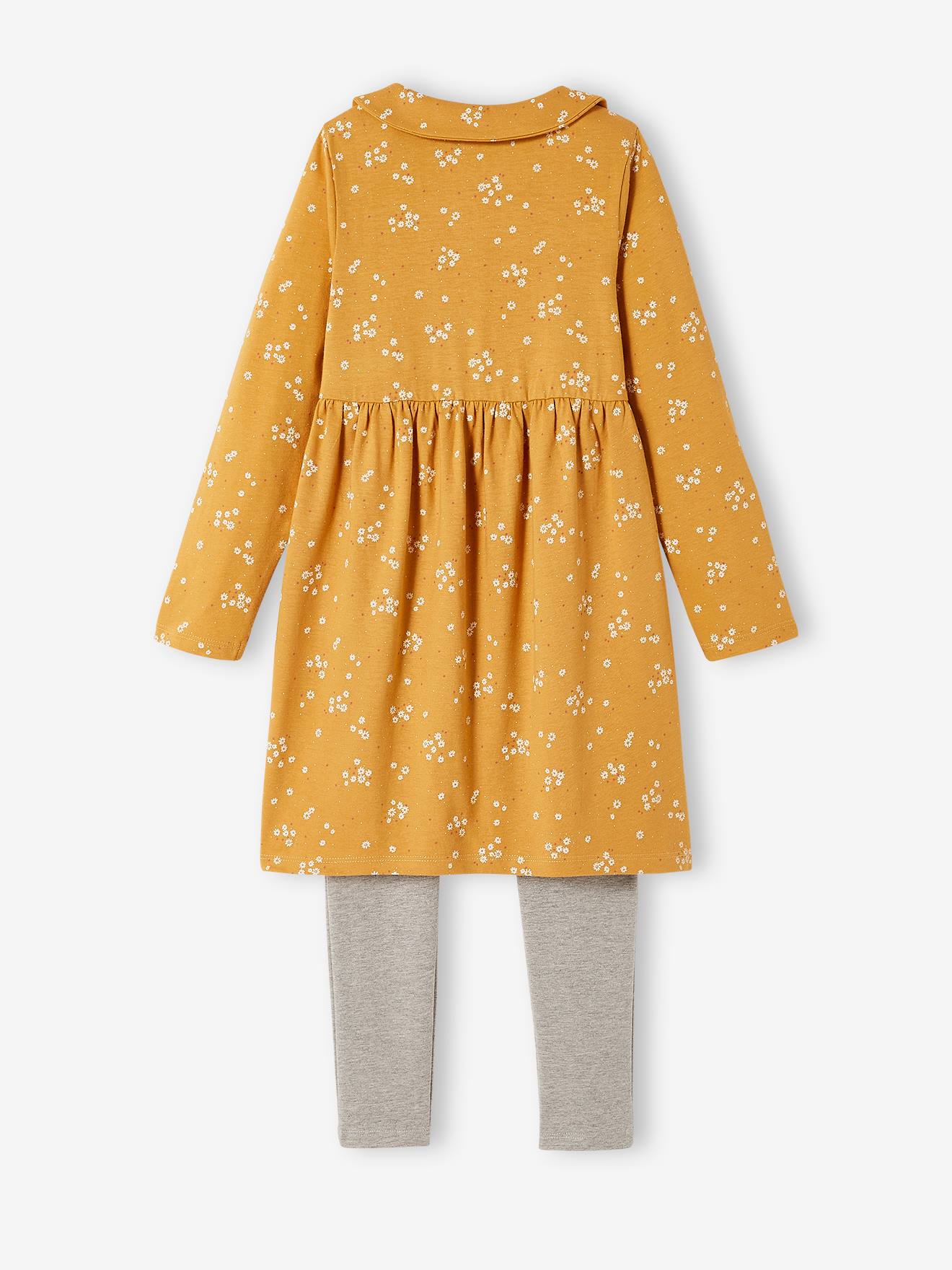 Chemise de nuit fleurie + legging curcuma