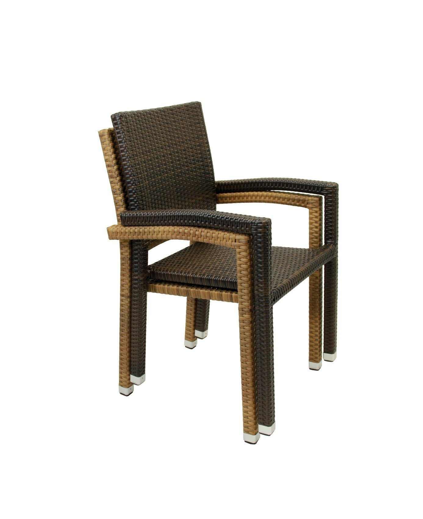 Konway Stapelstuhl PORTO (4 St), 4x KONWAY® PORTO Stapelsessel Schwarz Premium Polyrattan Sessel