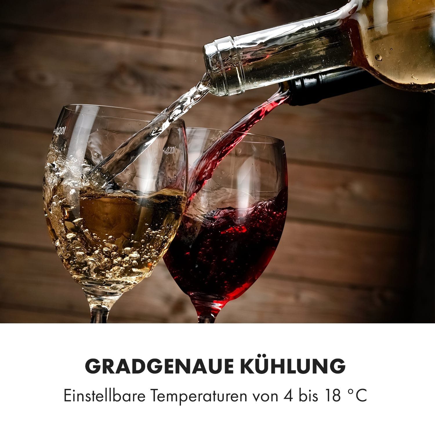 Klarstein Weinkühlschrank Vinamour, für 48 Standardflaschen á 0,75l,Wein Flaschenkühlschrank Weintemperierschrank Weinschrank Kühlschrank