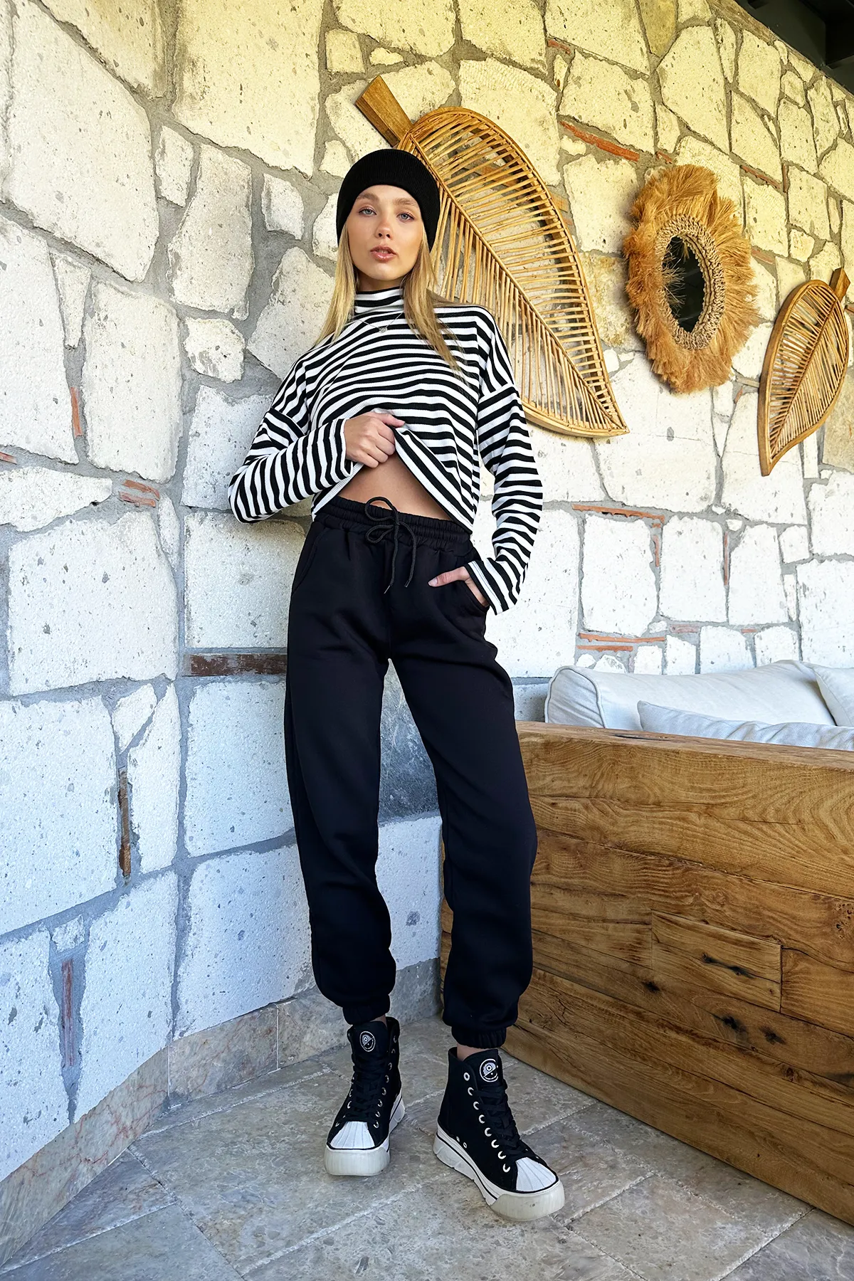 Trend Alaçatı Stili  Jogginghose - Schwarz - Slim