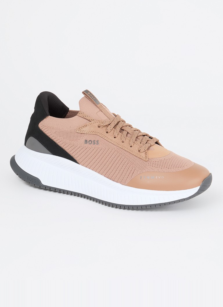 HUGO BOSS Sneaker with knitted upper and suede details