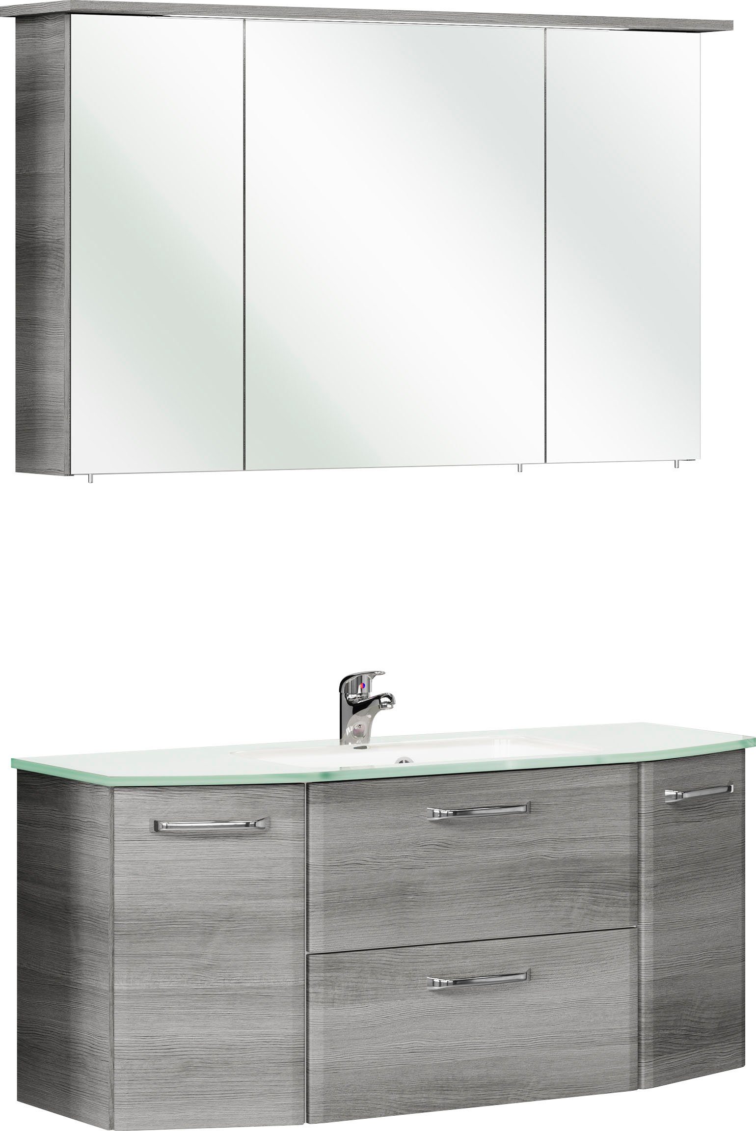 PELIPAL Badmöbel-Set Quickset 328, (2-St), Spiegelschrank inkl. LED-Beleuchtung, Waschtisch-Kombination