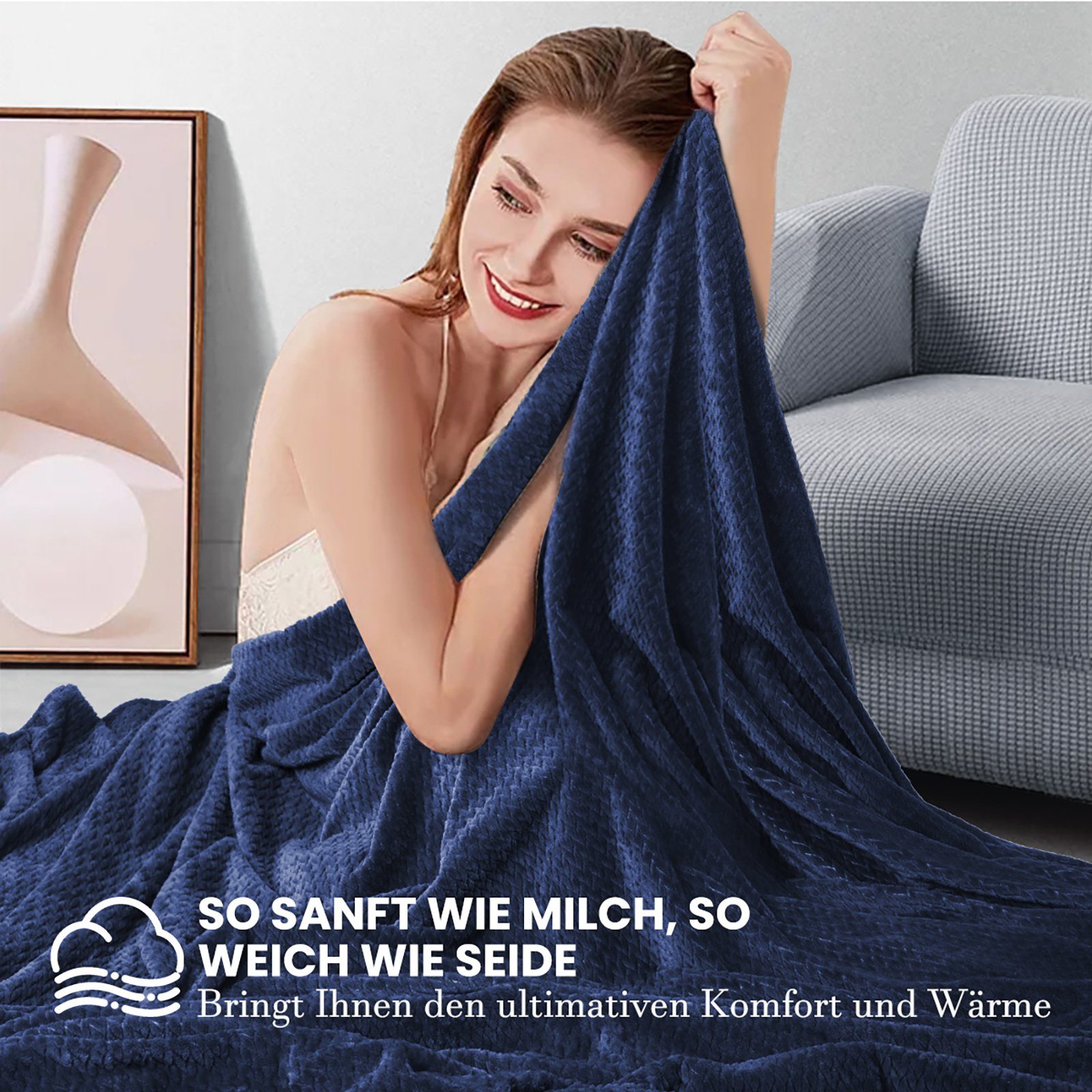 Wohndecke Fleecedecke, 150x200CM Kuscheldecke, 350 g/m², superweiche Wolldecken, Elegear, flauschige Flanell Tagesdecke für alle Jahreszeiten für Bett/Sofa
