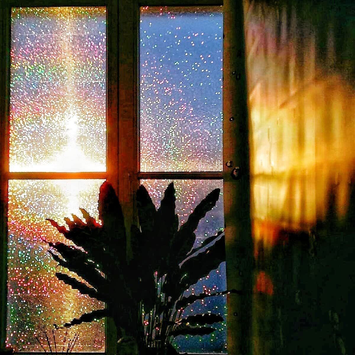 Fensterfolie 3D Fensterfolie Bunt Selbsthaftend, Haiaveng, Texturiert, Blickdichte Sichtschutzfolie Regenbogen Fenster Dekorfolie