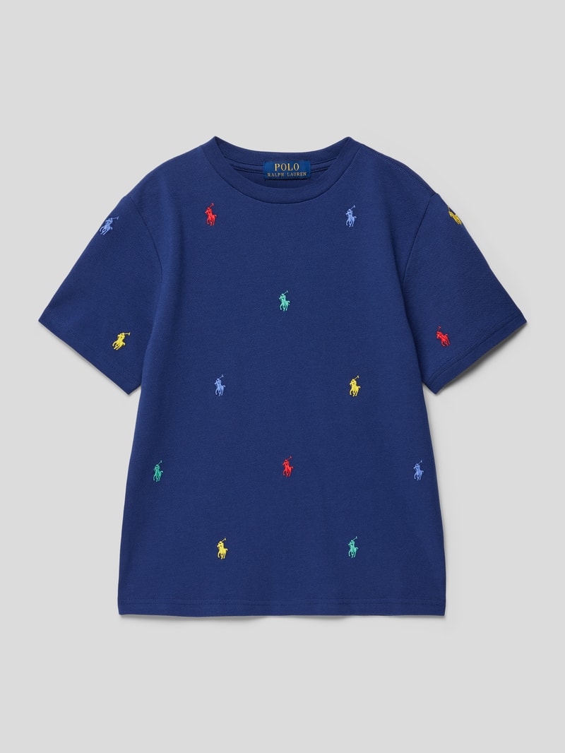 T-Shirt mit Logo-Muster in marineblau