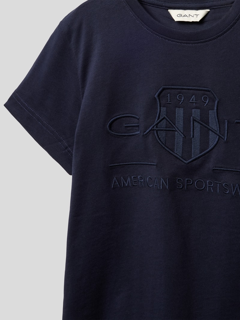T-Shirt mit Label-Stitching Modell 'TONAL' in blau