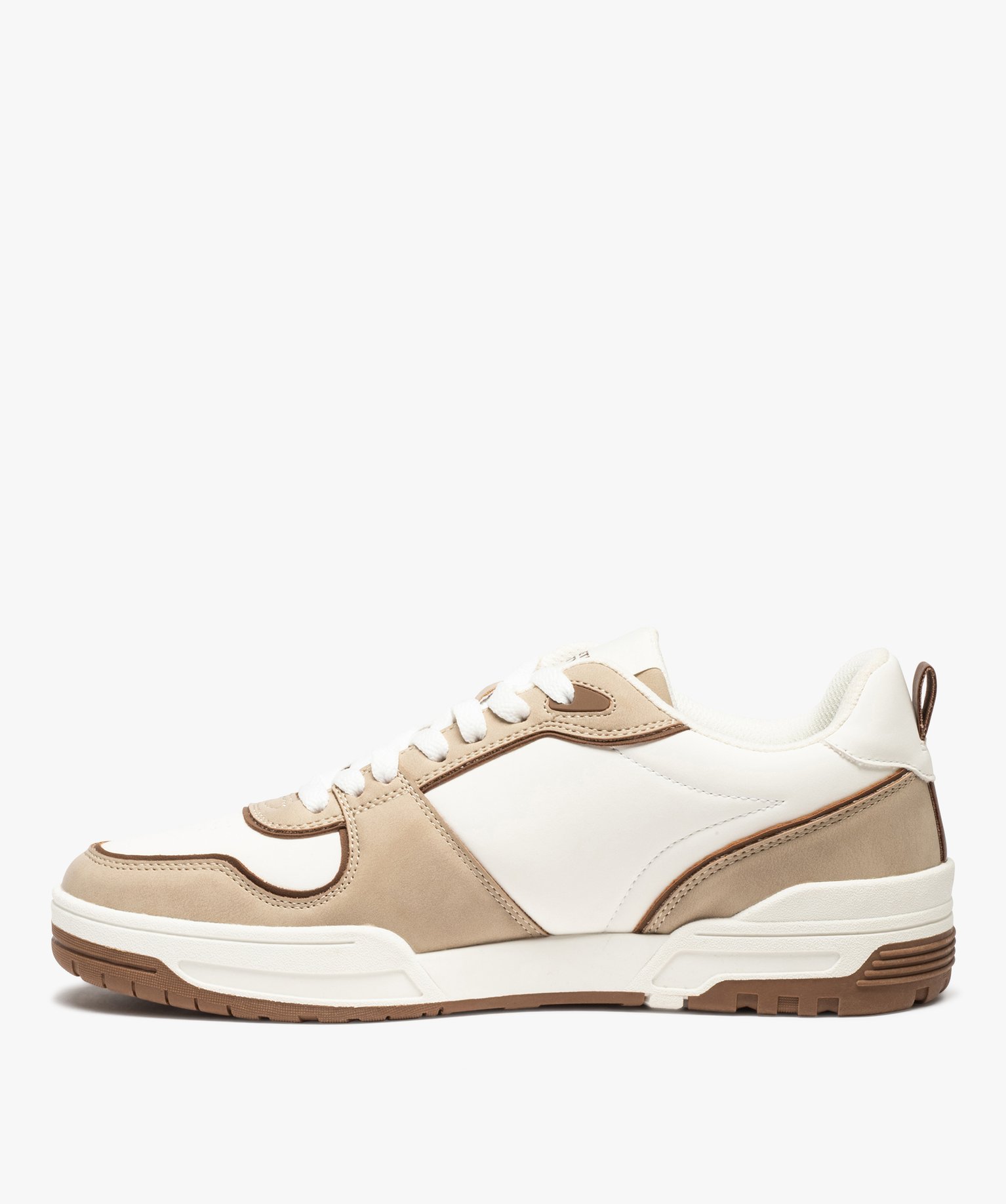 Baskets homme style skateshoes à lacets bicolores blanc | GEMO